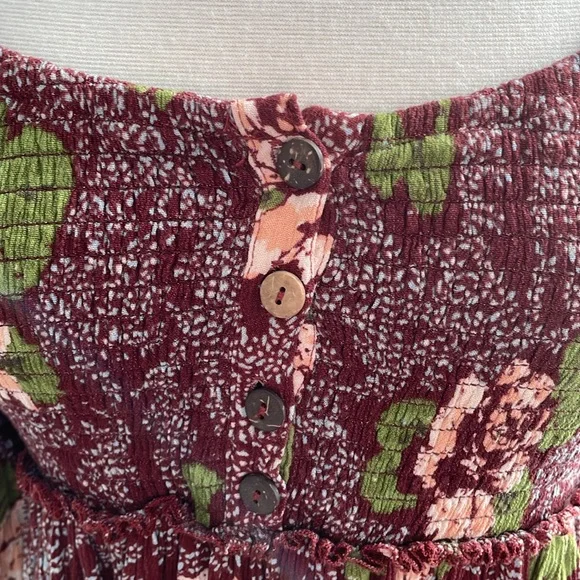 Free People Summer Picnic Printed Mini Dress Raisin Combo Brown Floral Brown - Picture 4 of 11